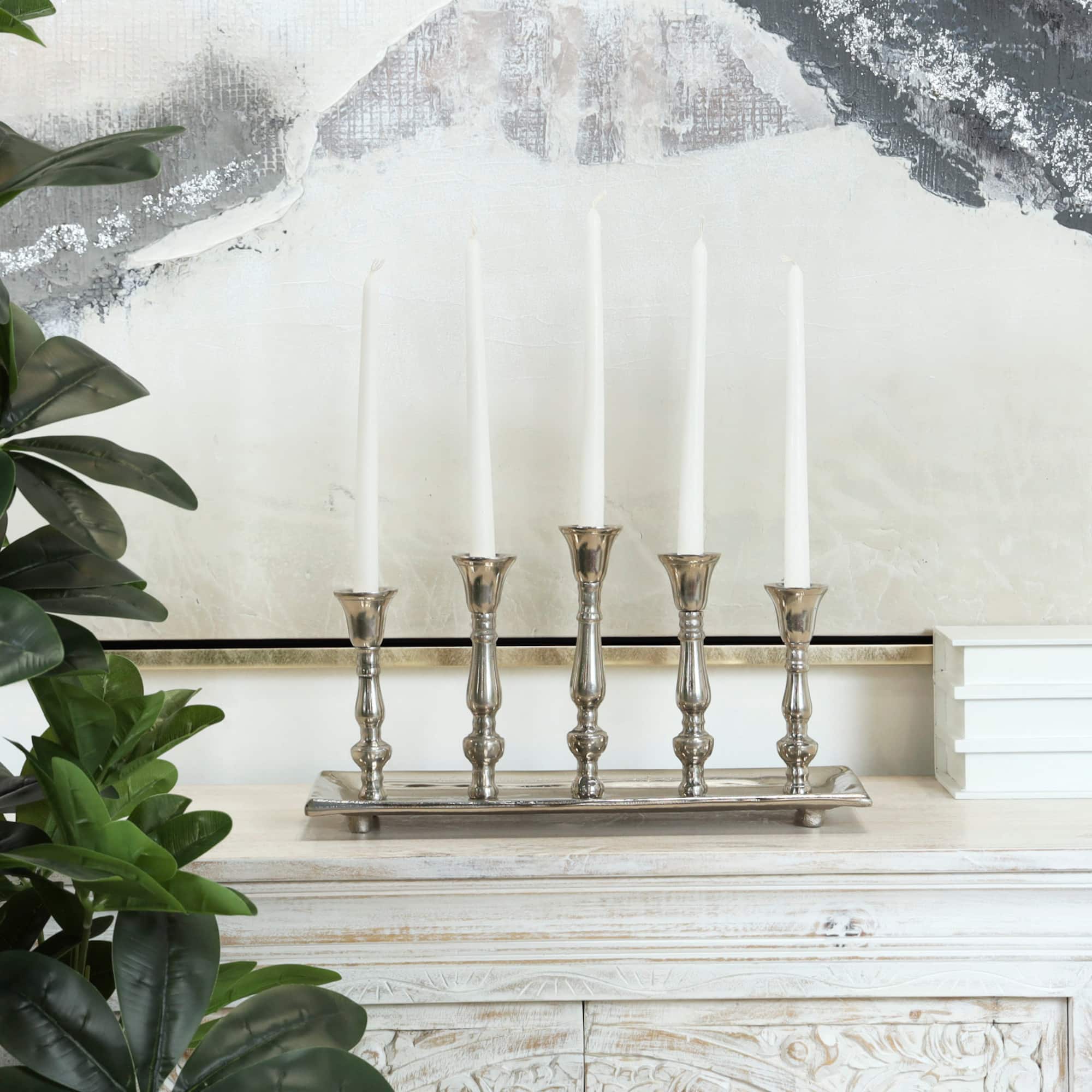 Aluminum 5 Candle Candelabra with Candle Plate